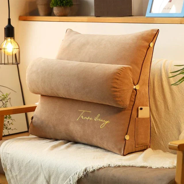 Ergonomic Wedge Cushion for Back Support and Neck Relaxation with Handy Side Pocket, Ideal for Reading on the Sofa or in Bed | Sansoti