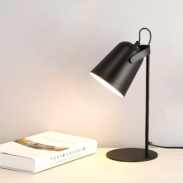 Skandinavische Tischlampe in Eimerform, E27-Fassung, 35 cm hoch, Eisen, 6 Farben, Stimmungslicht, Schlafzimmer, Wohnzimmer | Sansoti