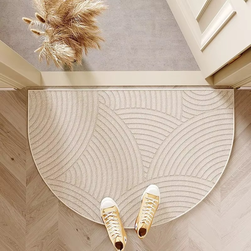 Half-Round Outdoor Doormat 60x90 cm Striped Non-Slip Front Door Mat Indoor Entrance Terrace Threshold Velvet Weather Resistant | Sansoti
