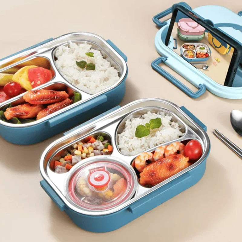 Thermo-Lunchbox aus Edelstahl – hält Essen warm & kalt | Auslaufsichere Lunchbox mit Fächern | Sansoti