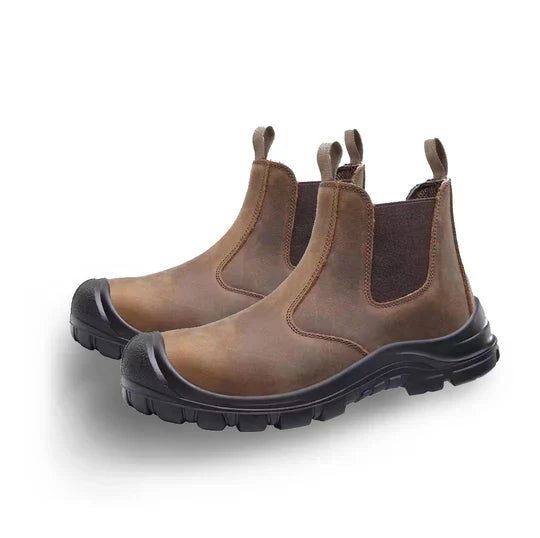 Orthopedic Work Shoes Leather Safety Toe Slip-Resistant PU Sole Shock-Absorbing Construction Industry Warehouse | Sansoti