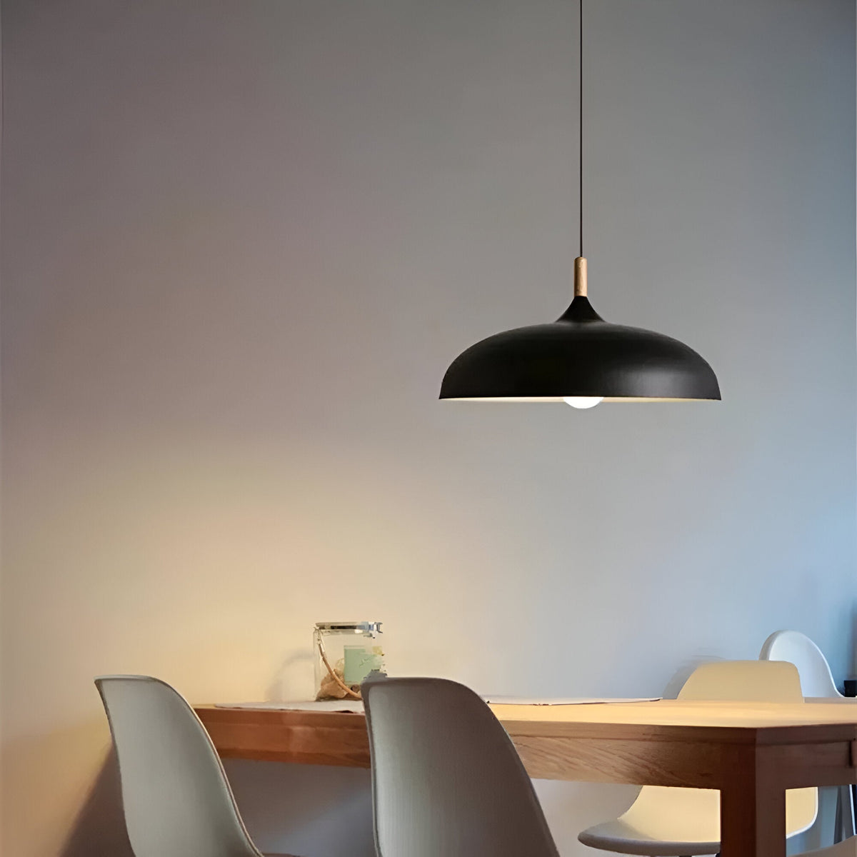 Lámpara colgante de madera y hierro, estilo escandinavo Japandi, redonda, E27, Ø35 Ø60, comedor, cocina | Sansoti