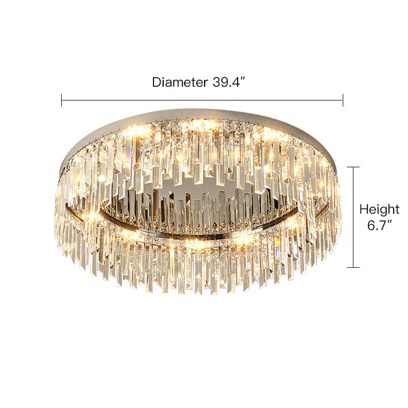Crystal Ceiling Lamp Round Modern Flush Mount Chrome E12 Dimmable Living Room Bedroom