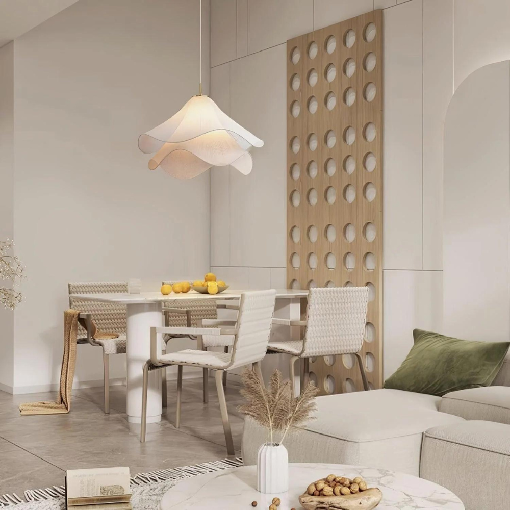 Hängelampe Japandi Stoff Rund Skandinavisch Design E27 40-80cm Warmes Licht | Sansoti