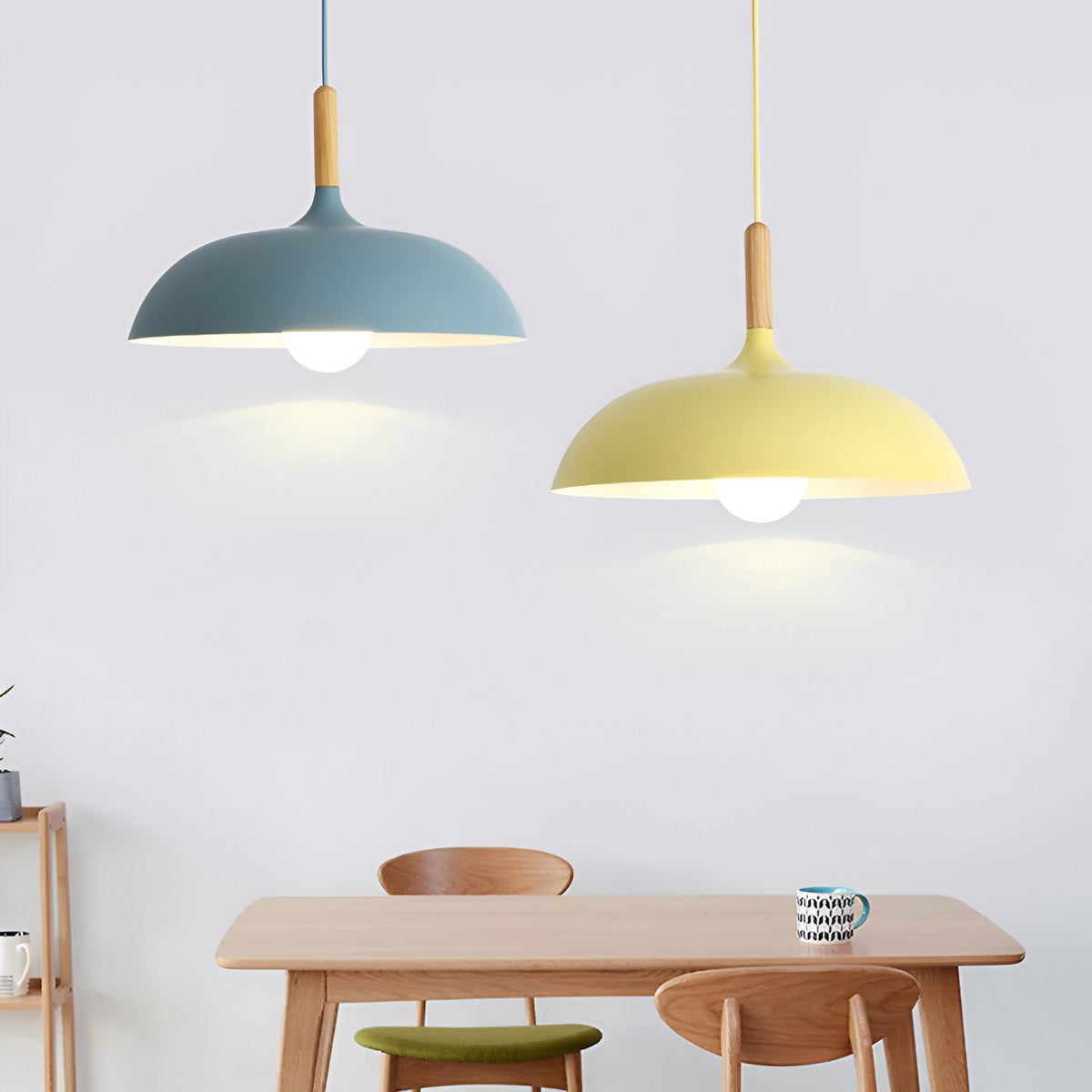 Lámpara colgante de madera y hierro, estilo escandinavo Japandi, redonda, E27, Ø35 Ø60, comedor, cocina | Sansoti