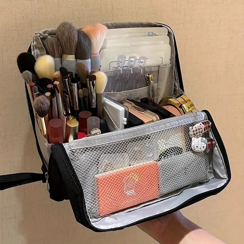 Gestructureerde Make-up Organiser voor op Reis – Compacte Cosmetica Opbergtas met Compartimenten & Ritssluiting | Sansoti