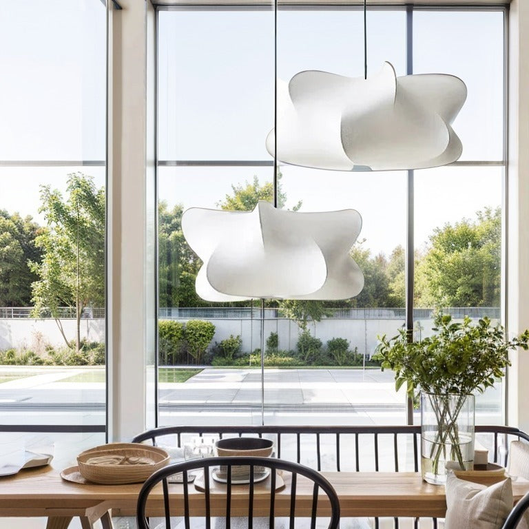 Suspension en soie – style japonais – rose clair ou blanc – lumière blanche chaude – salon et chambre – suspension moderne à l’aspect naturel | Sansoti
