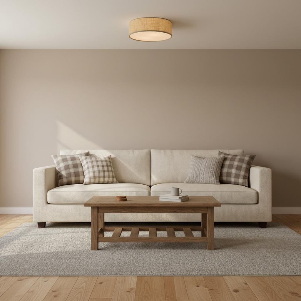Deckenleuchte aus Leinen mit Trommelschirm, modernes Design, E27-Fassung, skandinavischer Stil, Schlafzimmer, Wohnzimmer | Sansoti