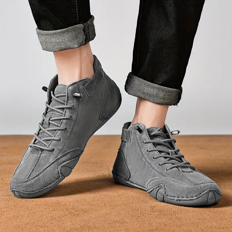 Bottines imperméables pour hommes, tige haute, fermeture élastique, similicuir, robustes, style urbain | Sansoti