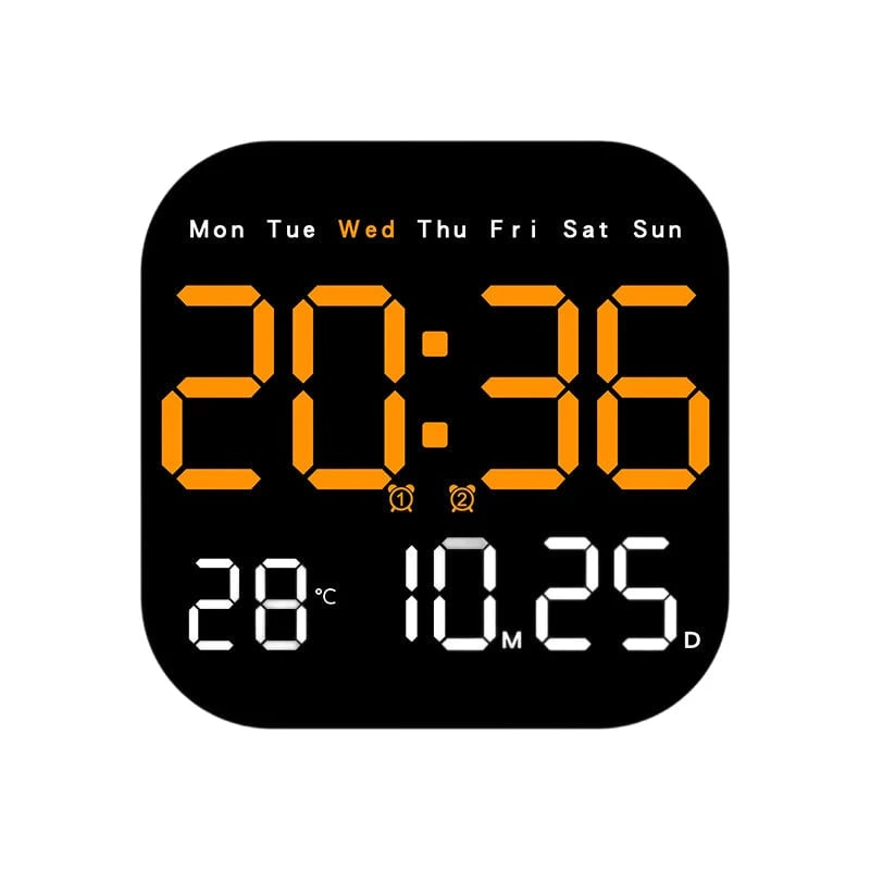 Horloge murale numérique avec télécommande, affichage de la température, luminosité réglable, design moderne pour le bureau ou la chambre | Sansoti
