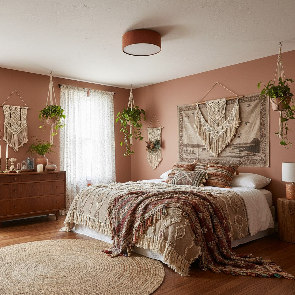 Deckenleuchte aus Leinen mit Trommelschirm, modernes Design, E27-Fassung, skandinavischer Stil, Schlafzimmer, Wohnzimmer | Sansoti