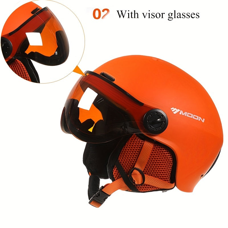 Skihelm PC+EPS Zwart met Vizier Verstelbaar Wintersport Ski Snowboard Beschermhelm met Afneembare Onderdelen | Sansoti