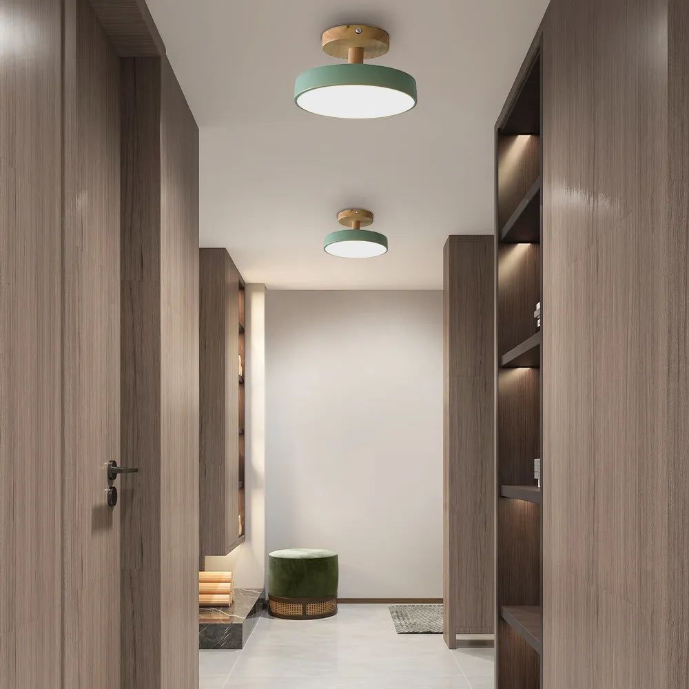 Pedol Deckenleuchte LED 12W Holz Grün Deckenleuchte Schlafzimmer Flur Skandinavisches Design Moderne Beleuchtung Kleine Räume | Sansoti