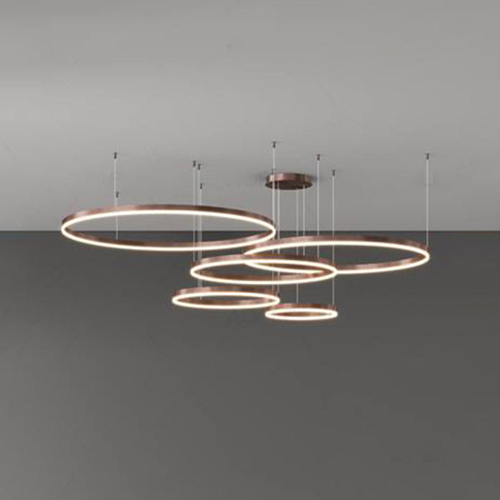 Modern Circular Pendant Light Metal LED Dimmable Black Gold Brown Living Room Dining Room Bedroom Adjustable | Sansoti