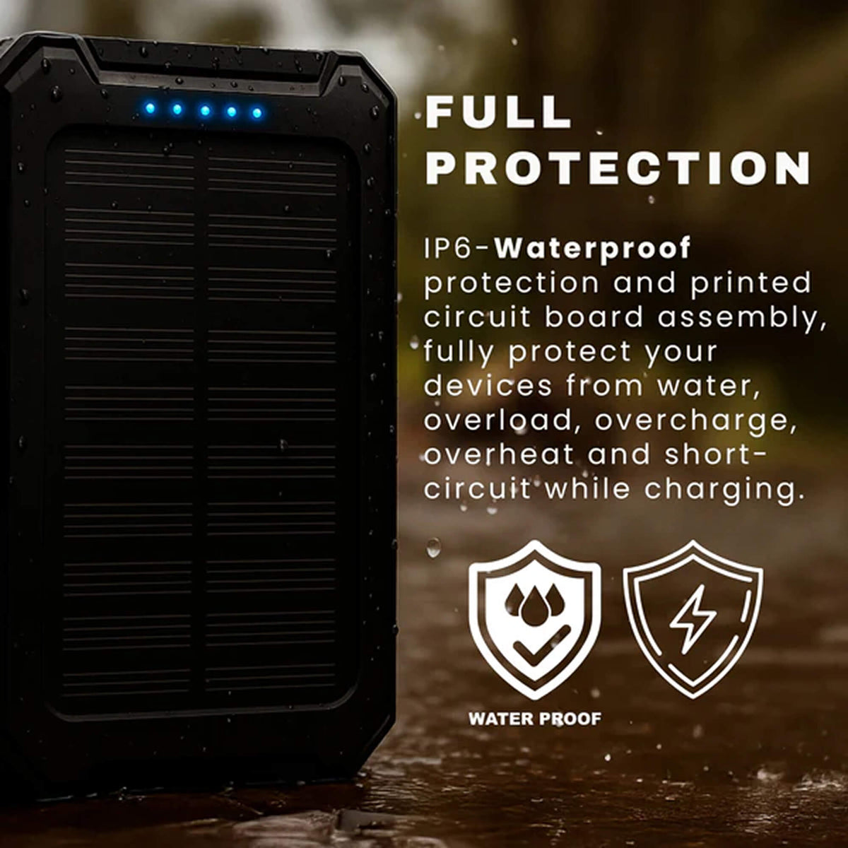 Zonnepaneel Powerbank Met 500.000mAh Capaciteit, Dubbele USB Poorten En Waterdichte Behuizing Voor Outdoor En Noodstroom | Sansoti