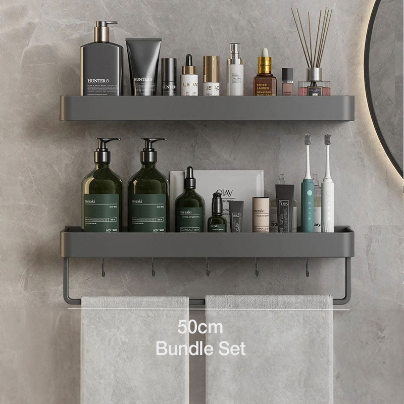 Wandrek Badkamer Metaal 30cm Grijs Wandplank Douche Shampoo Rek Opbergplank Muurrek Badkamer Accessoires Organizer | Sansoti