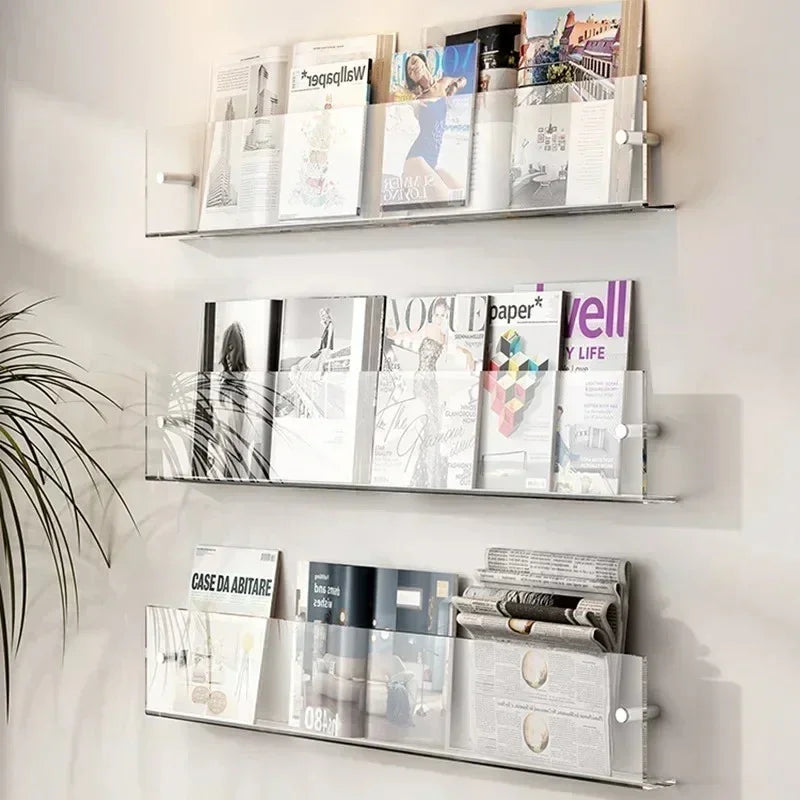 Étagère murale PVC flottante Porte-revues 40cm 50cm 80cm Livres Salon Moderne | Sansoti