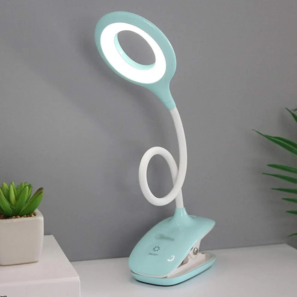 Reading Lamp Clip LED Dimmable USB Rechargeable Flexible Gooseneck Bed Desk Travel | Sansoti