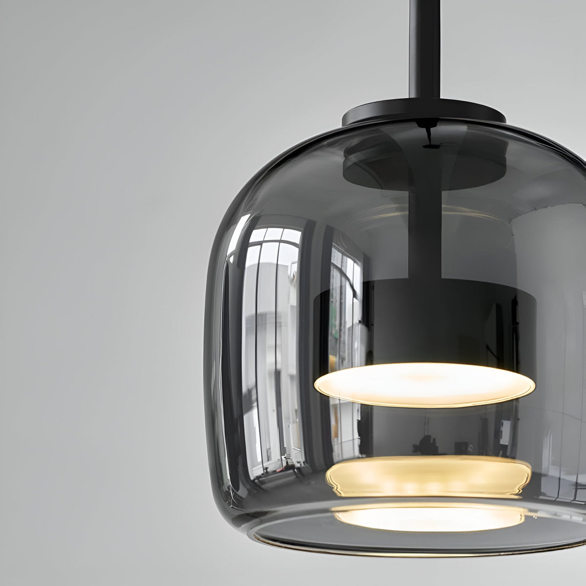 Lampa wisząca z dymionego szkła Retro Potrójna Ręcznie dmuchana Ściemniana Regulowana Czarna | Sansoti