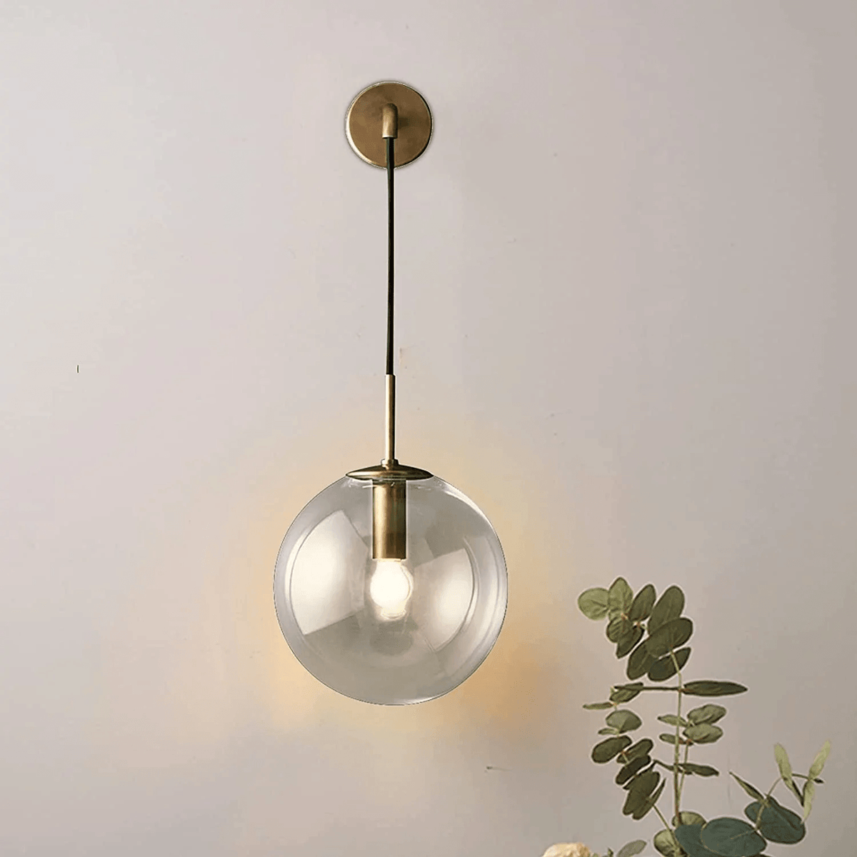 Glas-Wandleuchte mit Metallarmatur – moderne Wandleuchte für Flur, Schlafzimmer und Wohnzimmer | Sansoti