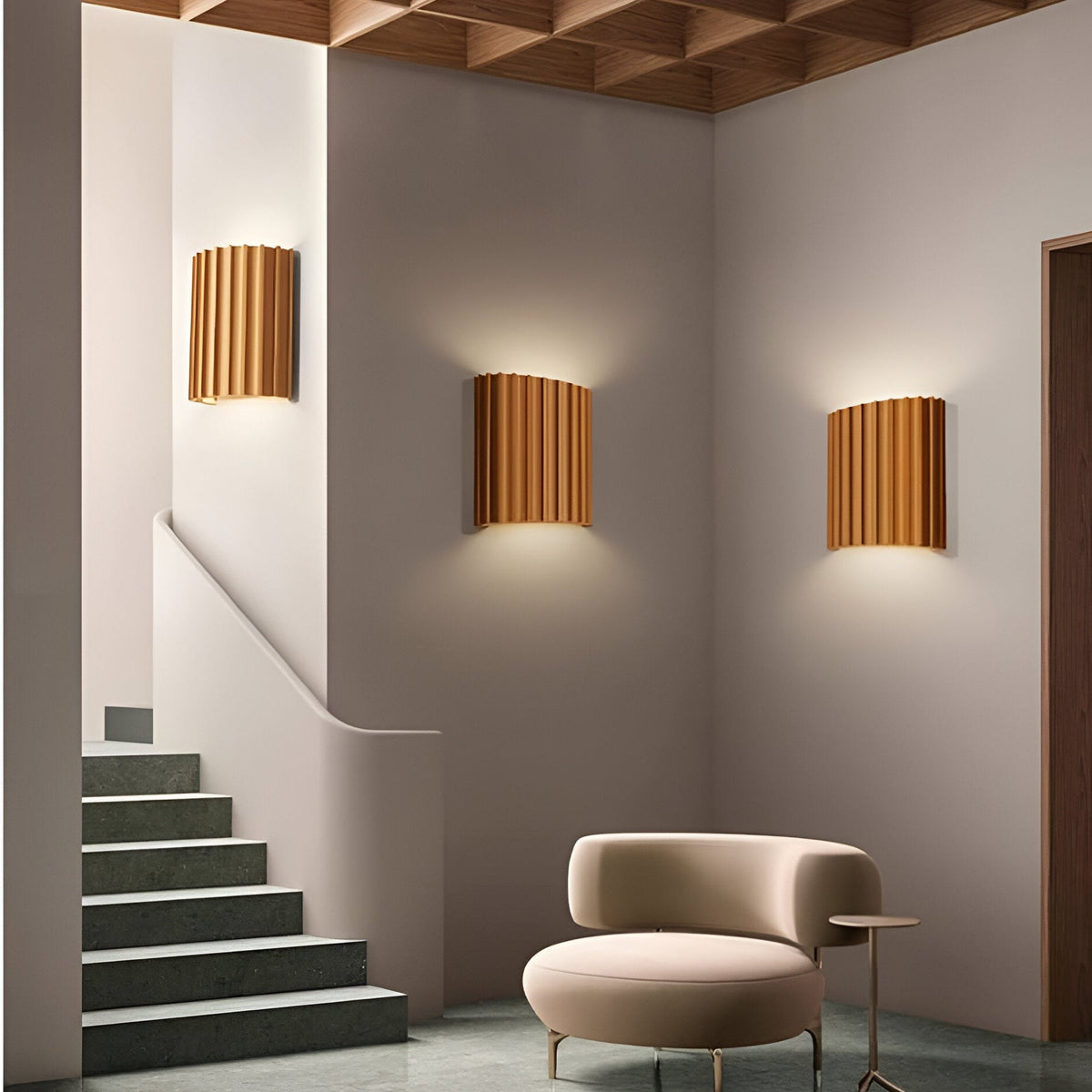 Aplique de pared de resina con forma escultórica ondulada, estilo nórdico, blanco, verde, gris, dormitorio, recibidor | Sansoti
