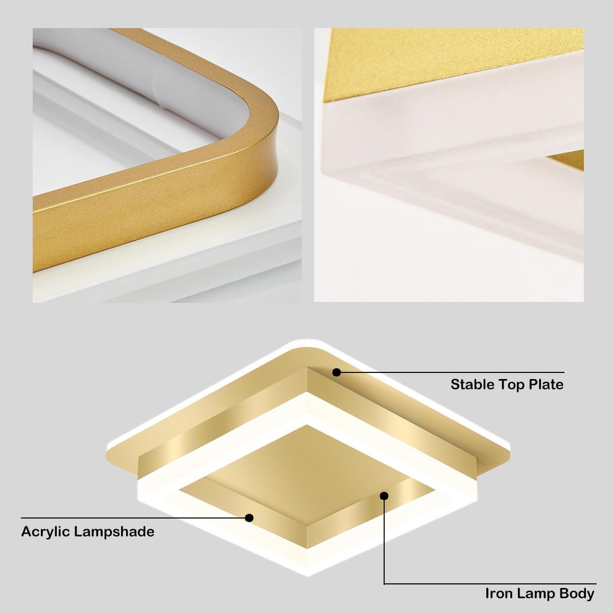 Ceiling Lamp Square LED Modern Metal And Acrylic Flush Mount Design | Sansoti