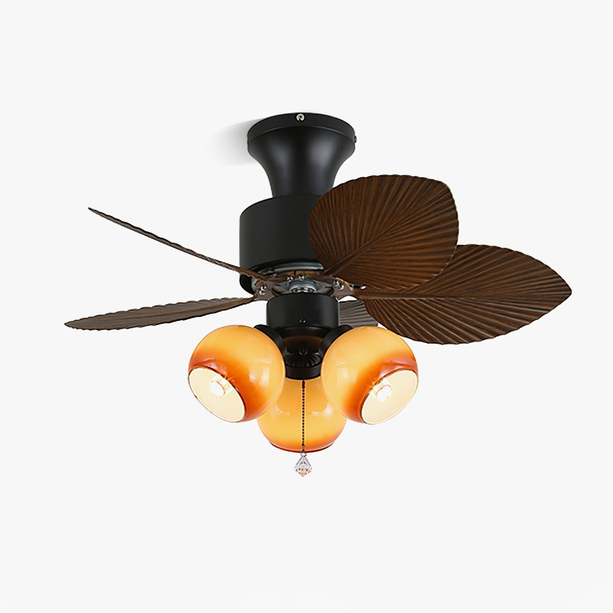Tropischer Deckenventilator mit Glasbeleuchtung – Ø 81 cm – 6 Geschwindigkeiten & Fernbedienung | Sansoti