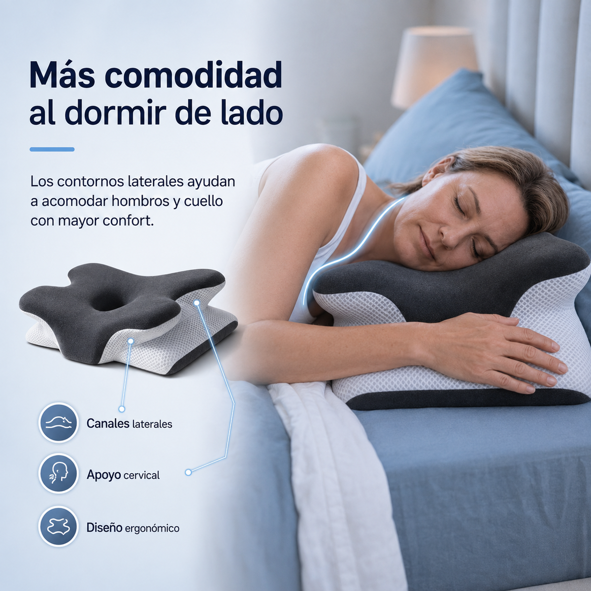 Adjustable Memory Foam Neck Pillow Ergonomic Neck Support Sleeping Pillow for Back, Side, and Stomach Sleepers Washable Cover Comfort | Sansoti