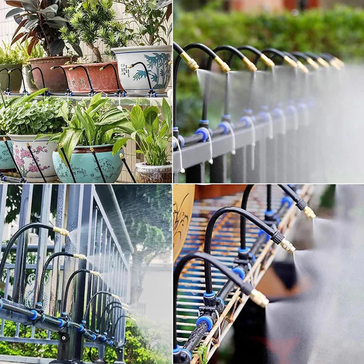 Garden Misting System 20 meters with 20 Adjustable Copper Spray Nozzles Tool-Free Installation | Sansoti