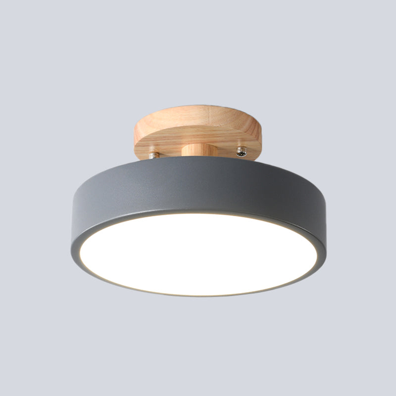 Nordic Deckenleuchte Metall & Holz LED Dimmbar Grün Weiß Grau Schwarz für Flur Schlafzimmer 20cm Skandinavisches Design | Sansoti