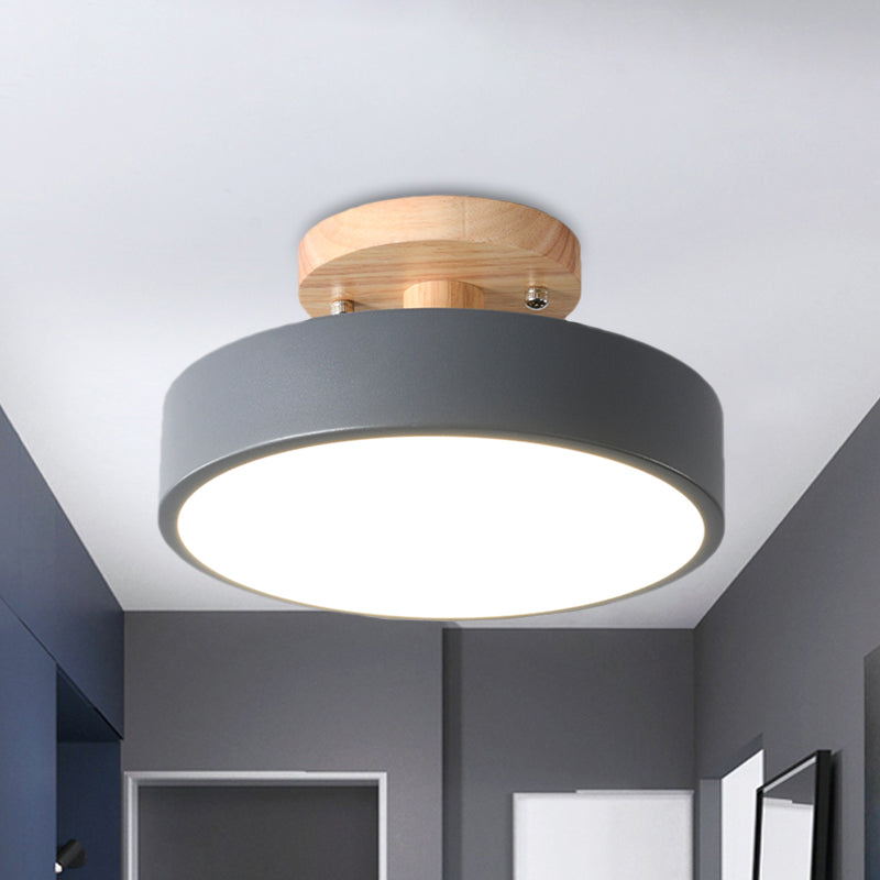 Scandinavian Drum Ceiling Lamp LED with Wood Accent 30cm 40cm 50cm Dimmable Warm White and Cool White Modern Design for Living Room Bedroom | Sansoti