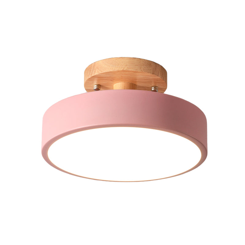 Scandinavian Drum Ceiling Lamp LED with Wood Accent 30cm 40cm 50cm Dimmable Warm White and Cool White Modern Design for Living Room Bedroom | Sansoti