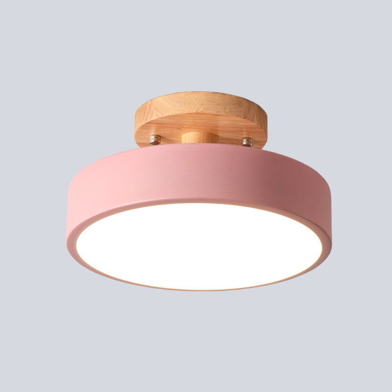 Nordic Deckenleuchte Metall & Holz LED Dimmbar Grün Weiß Grau Schwarz für Flur Schlafzimmer 20cm Skandinavisches Design | Sansoti