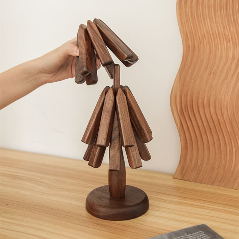 Topfuntersetzer Walnuss Holz Baum-Design 10x25 cm Tischschutz | Sansoti