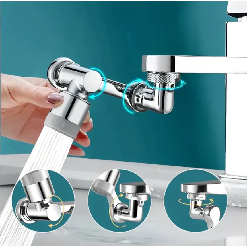 Rotating Faucet Attachment with Quadruple Filtration System, 1080° Rotation, Splash-Free, Water-Saving, for Kitchen Faucets | Sansoti
