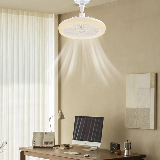 Ceiling fan with light and remote control, E27 socket, LED, 2100 lumens, cooling for bedroom and living room | Sansoti