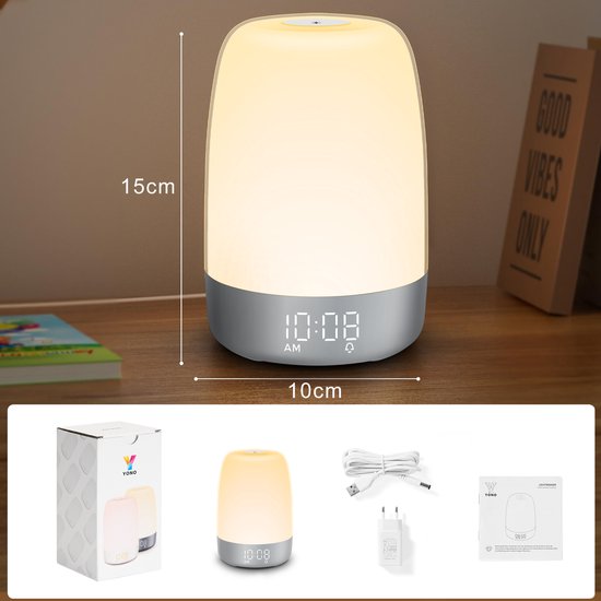 Wake-up Light with Nature Sounds and Sunrise Simulation – Rechargeable USB-C Night Light with Dimmable Warm Light | Sansoti