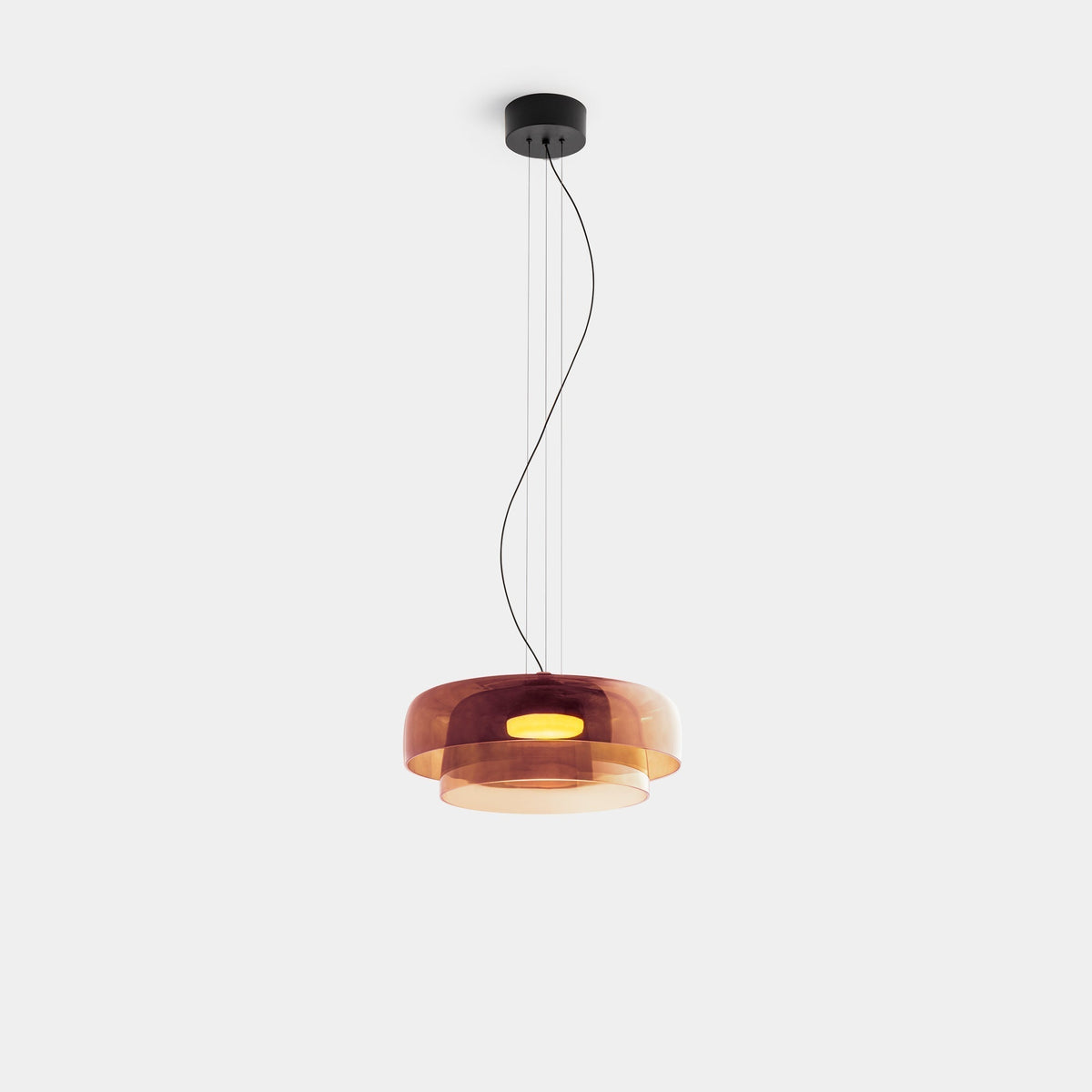 Lampa wisząca szklana, design nordycki, warstwowa, 1, 2 lub 3 poziomy, pomarańczowy, zielony, szary, jadalnia, kuchnia, salon, lampa pendelowa, ciepłe światło LED, regulowana