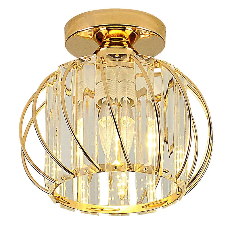 Kristallen Plafondlamp Metaal Goud Zwart E27 Entree Slaapkamer Gang Woonkamer Eetkamer Hal Luxe Interieur | Sansoti