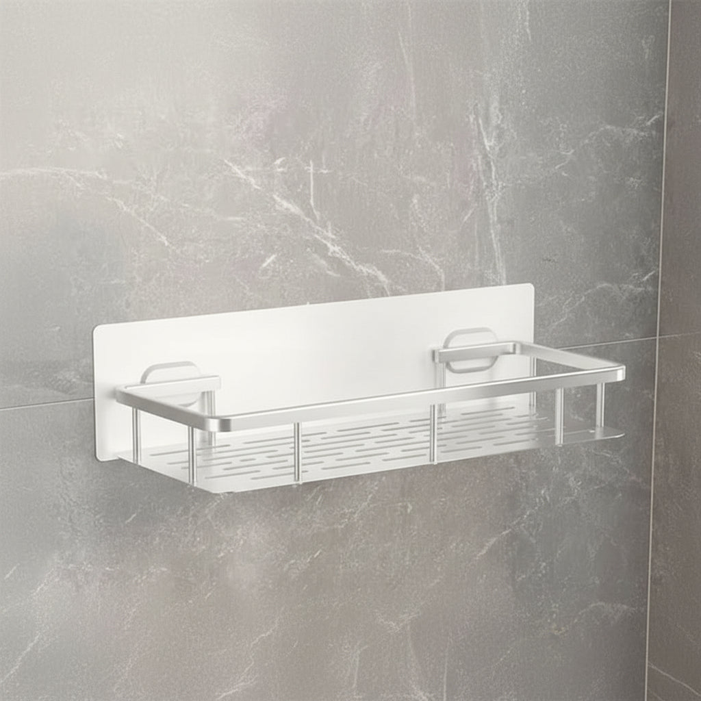 Bathroom Shelf Self-Adhesive No Drilling ABS Stainless Steel Corner Shelf Shower Scandinavian Modern | Sansoti