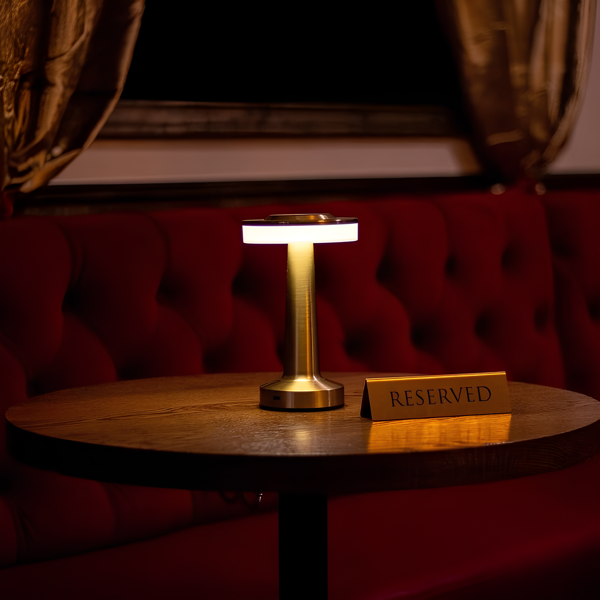 Table Lamp Wireless Rechargeable Dimmable Metal LED 3 Light Colors USB-C Gold Silver Black Retro Restaurant Bar Nightstand Mood Lamp Portable | Sansoti