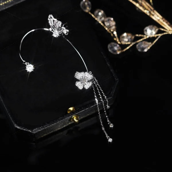 Schmetterlings-Ohrstecker mit Zirkonia, hypoallergen, vergoldet, elegante Geschenkidee für Damen | Sansoti