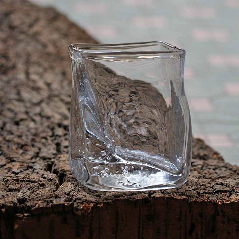 Handgefertigtes Whiskyglas mit Luftblasen 255ml Kristallglas transparent robust für Single Malt Scotch Bourbon mit luxuriöser Holzkiste perfektes Geschenk | Sansoti