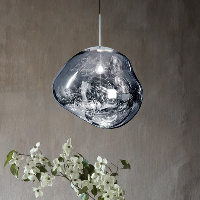 Glas-Hängelampe mit Metallfinish – Modernes Design für Esszimmer und Wohnbereich – Erhältlich in Silber, Gold oder Rot – Ø20cm bis Ø41cm | Sansoti