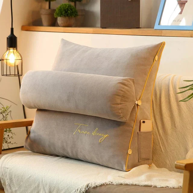 Ergonomic Wedge Cushion for Back Support and Neck Relaxation with Handy Side Pocket, Ideal for Reading on the Sofa or in Bed | Sansoti