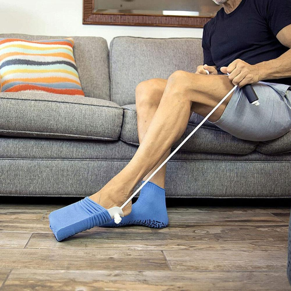 Sock Aid for Putting on Socks Without Bending Over, for Seniors and People with Limited Mobility, Ergonomic Handle, Compact, Travel and Everyday Use | Sansoti