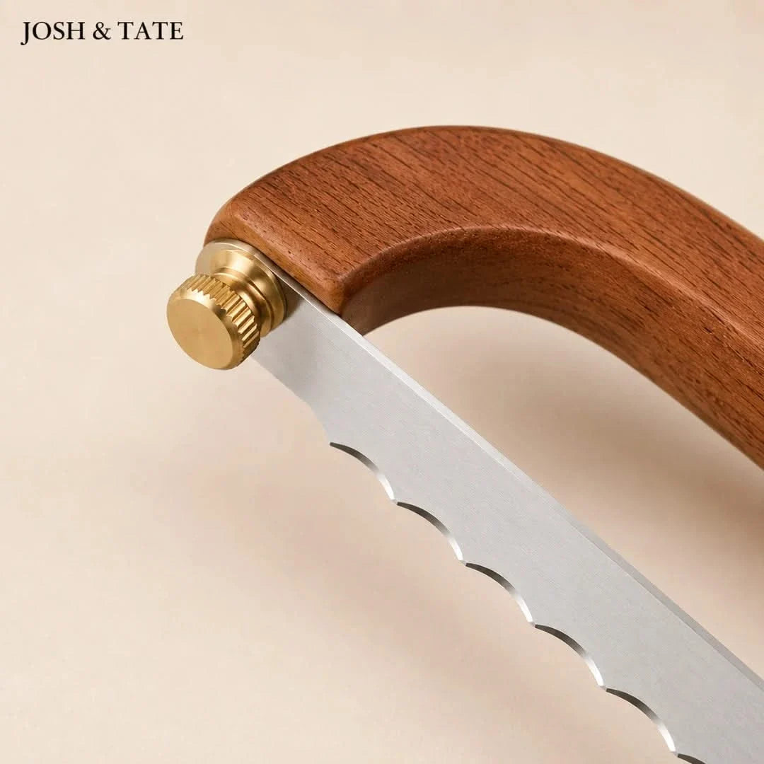 Curved Bread Knife with Replaceable Serrated Blade Wooden Handle Artisan Bakes Loaves Baguette | Sansoti