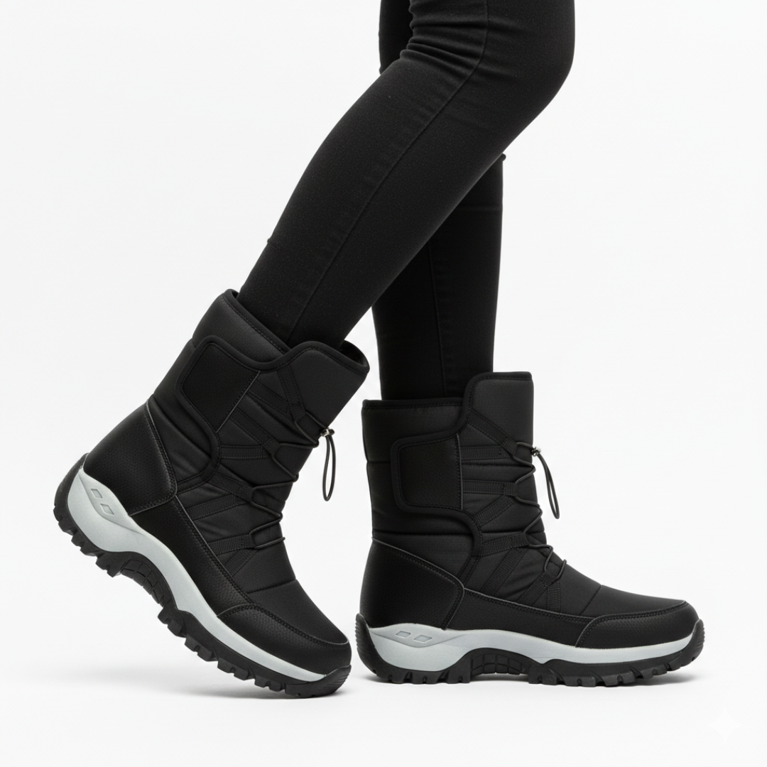 Waterdichte Winterlaarzen met Warme Voering Dames Sneeuwbestendig Antislip Platform Klittenband Outdoorschoenen | Sansoti
