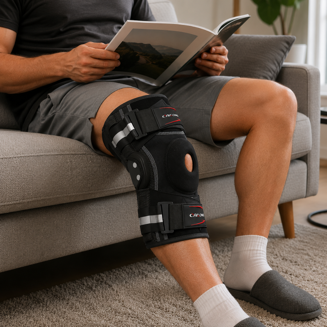 Hinged Knee Brace with Side Stabilizers for Joint Protection Pain Relief and Sports Support | Sansoti