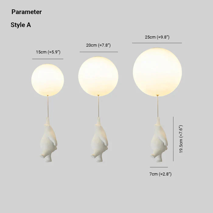 Lámpara colgante infantil con oso y globo, divertida lámpara de techo con luz led cálida para dormitorio y sala de estar | Sansoti